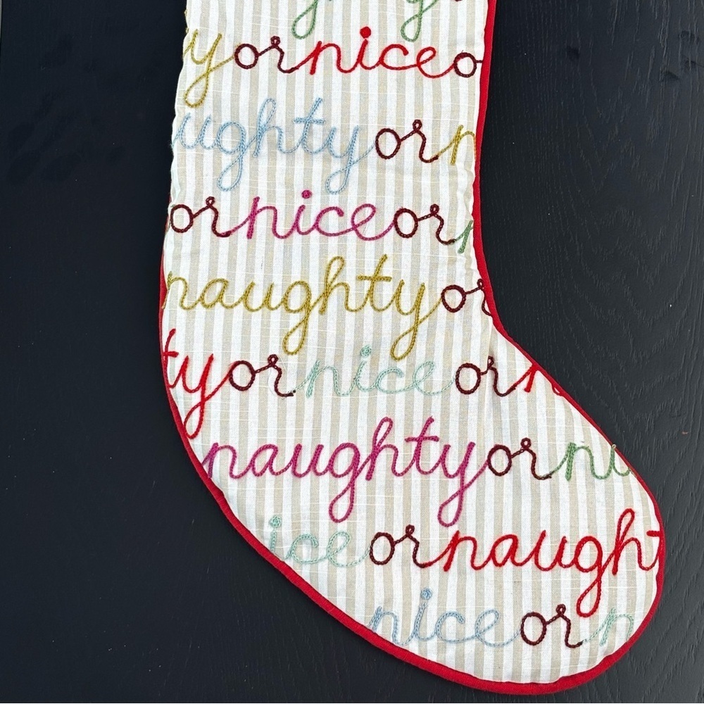 NEW Anthropologie Marlise Christmas Naughty or Nice Stocking NWT - Picture 5 of 10